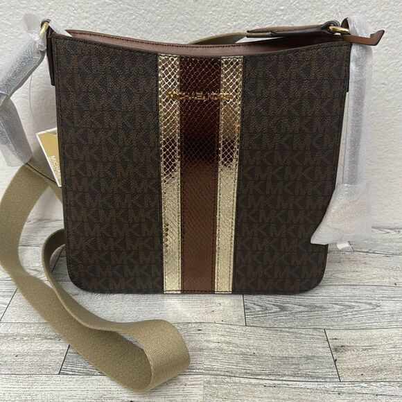 Michael Kors Jet Set Travel Metallic Messenger Bag NWT - Picture 1 of 16